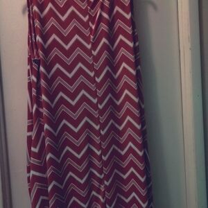 Elegant Chevron Maxi Dress in Red and White